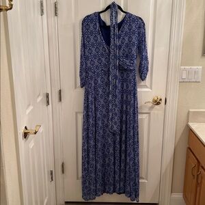 Allison Brittney Blue and White Maxi Dress